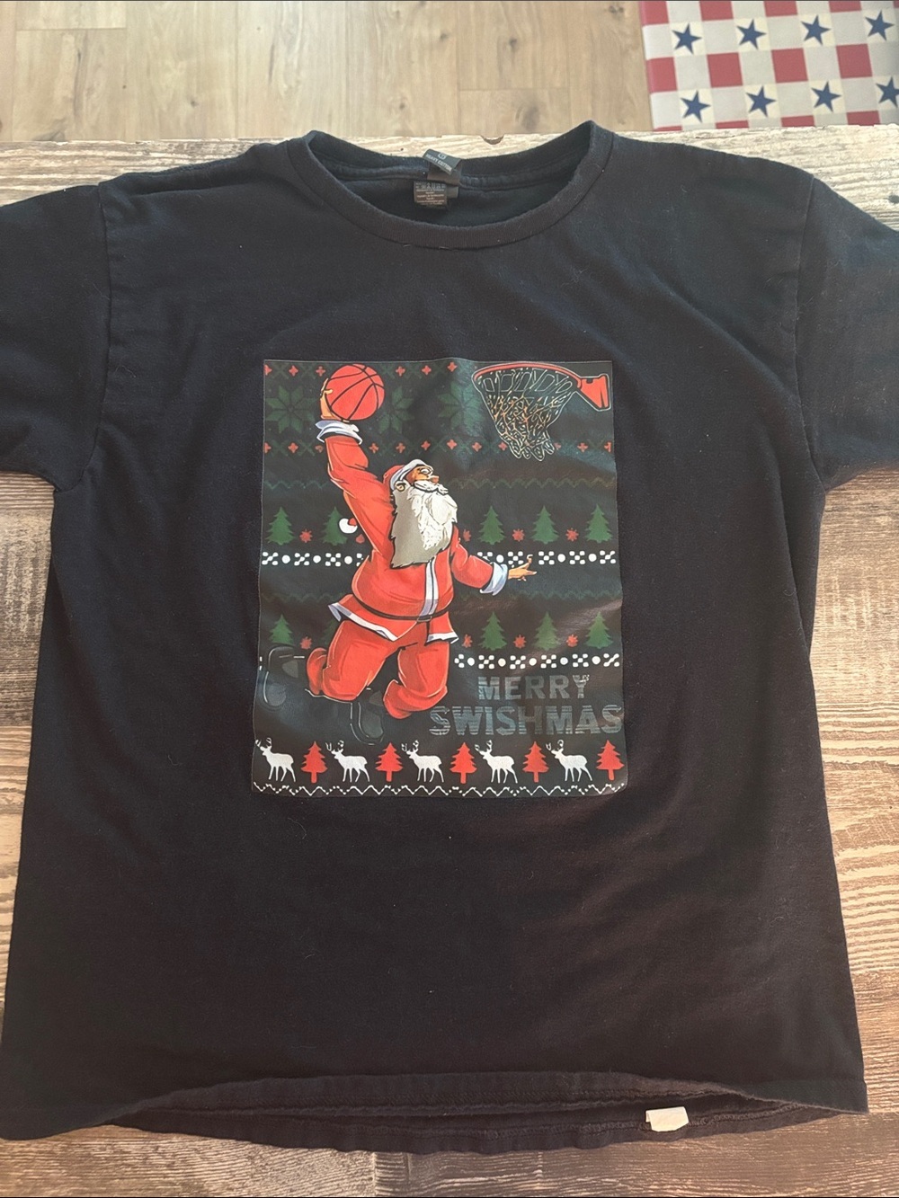 Kids Black Santa Basketball Graphic Tee